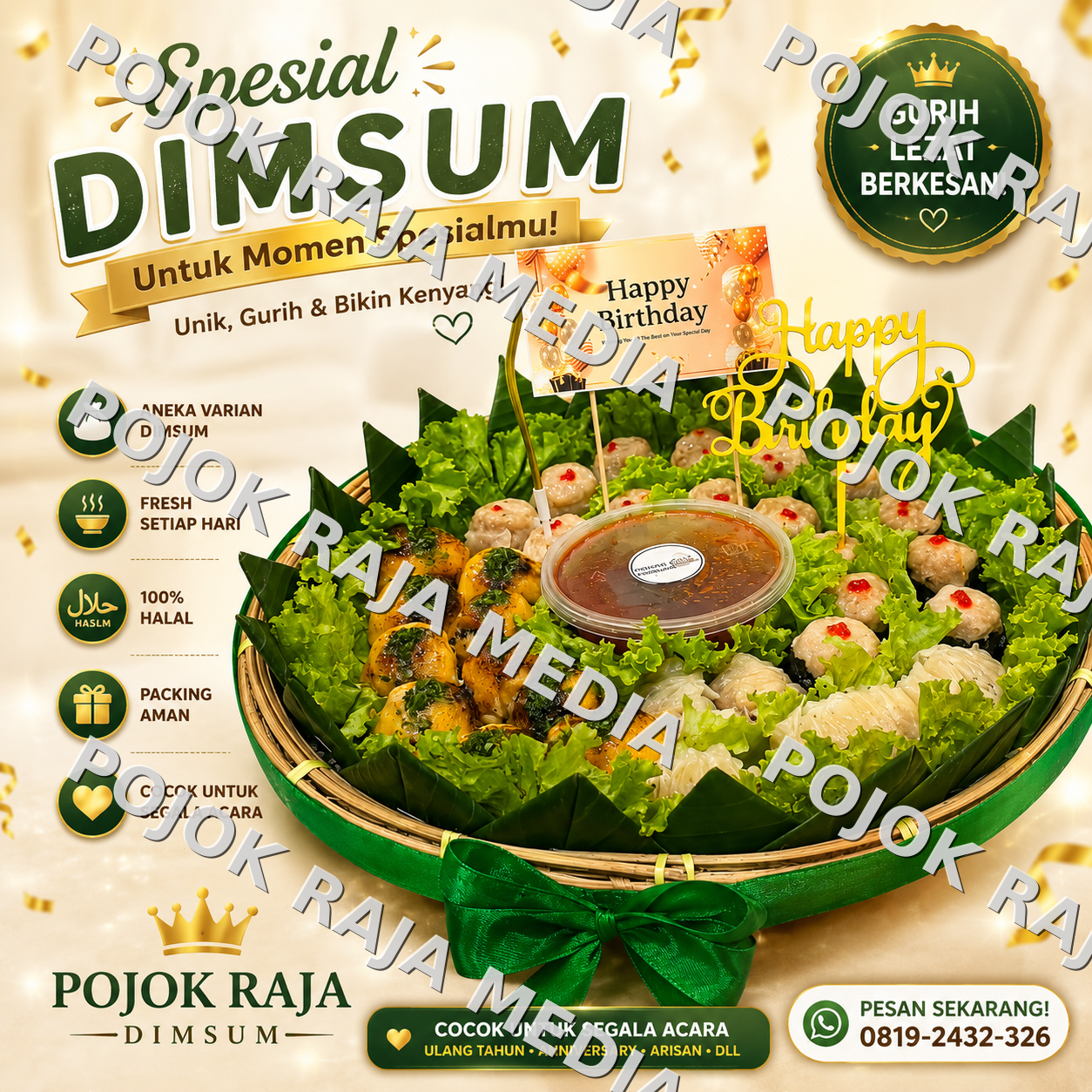 Dimsum Tumpeng Isi 30 Mix (Ayam, Udang, Rumput Laut)